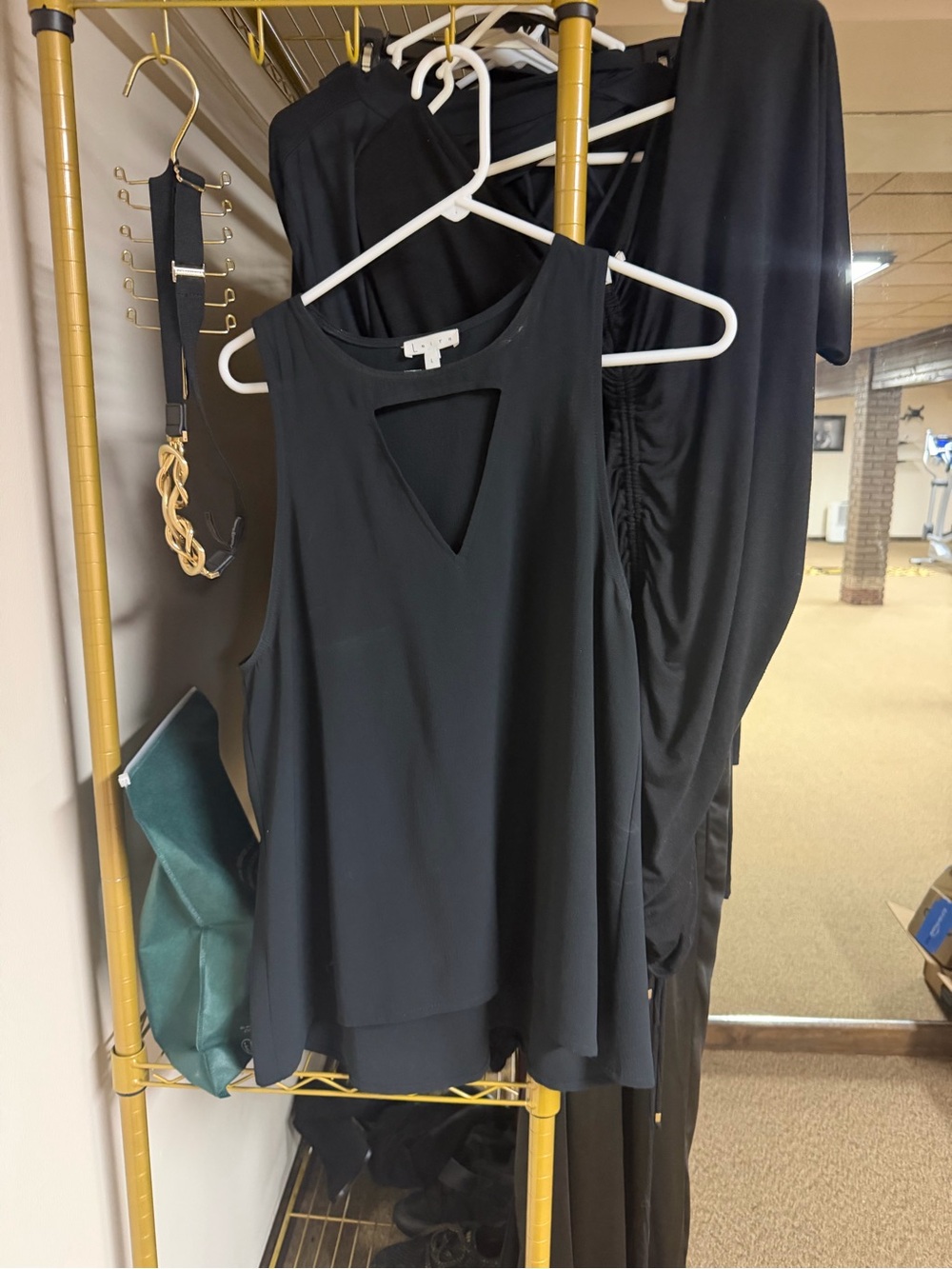 Leith Black Sleeveless Tank with V-Keyhole